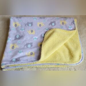 Garanimals gray yellow white elephants Owls soft yellow Sherpa  Baby Blanket